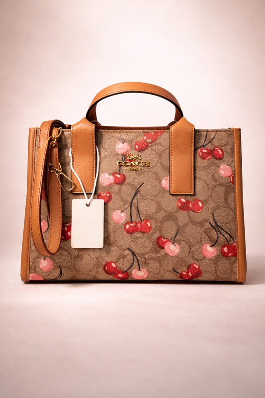 Cherry Signature Mini Tote – Brown