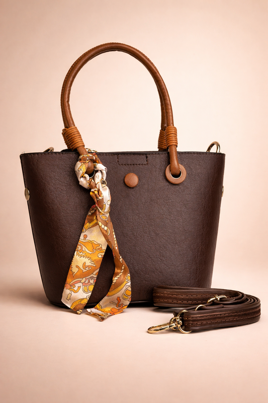 Taupe Suede Hand  Bag